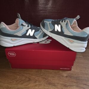 New Balance Light Blue Gray Pink Athletic Sneakers